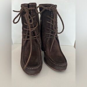 Frye Chocolate Brown Lace-Up Suede Boots